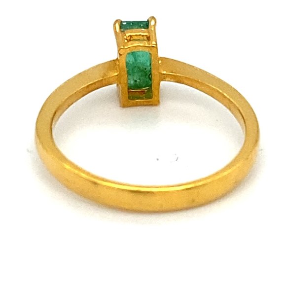 Emerald 1.10ct Solid 22K Yellow Gold Ring - Picture 6 of 8